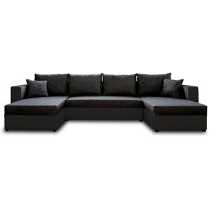 Best Mobilier Canape panoramique 7 places en u en simili/tissu noir