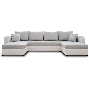 Best Mobilier Canape panoramique 7 places en u en simili/tissu gris / blanc