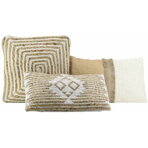 Aubry Gaspard Coussins a motif en jute et coton (lot de 3) naturel et blanc