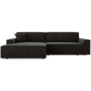 Sia Home Canape angle gauche convertible coffre velours noir 300x174cm