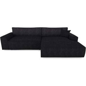 Sia Home Canape angle droit convertible coffre velours noir 300x174cm