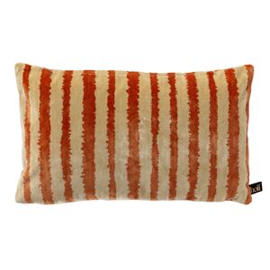 Hoii Coussin orange en velours 30x50 cm avec motif raye