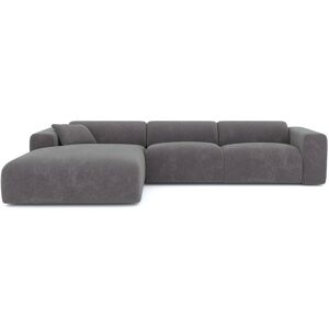 Sia Home Canape grand angle gauche velours texture gris