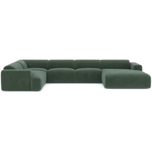 Sia Home Canape panoramique droit velours texture vert emeraude