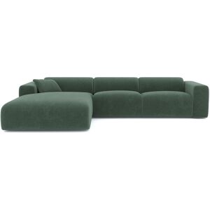 Sia Home Canape grand angle gauche velours texture vert emeraude