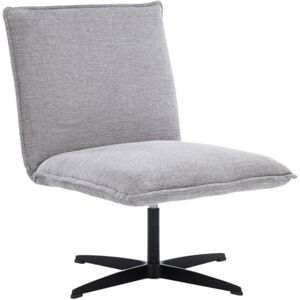 Hellin Fauteuil lounge pivotant en tissu gris clair avec pied central