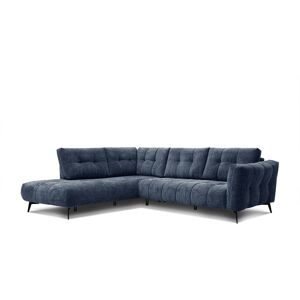 Courtois Laville Canape d'angle gauche 5 places tissu bleu fonce