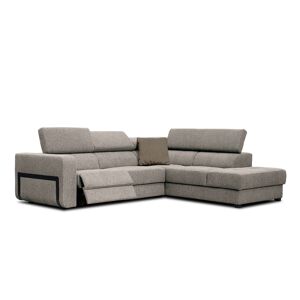 Courtois Laville Canape d'angle droit 5 places avec un relax electrique tissu taupe