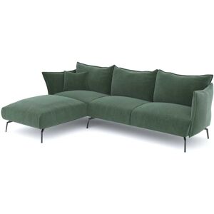 Sia Home Canape d'angle gauche velours texture vert emeraude