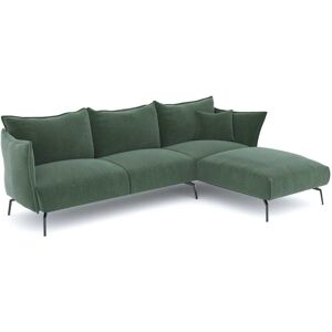 Sia Home Canape d'angle droit velours texture vert emeraude