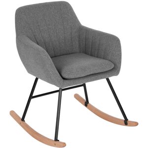 Urban Meuble Fauteuil a bascule rocking chair tissu gris