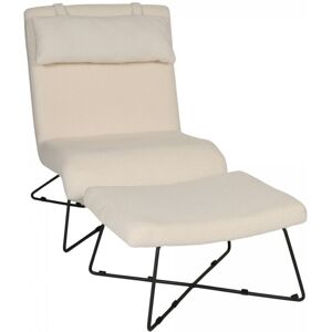 Meubles & Design Fauteuil en tissu boucle blanc avec repose-pieds