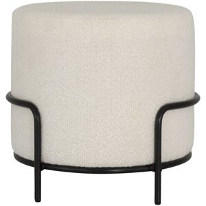 Meubles & Design Pouf rond en tissu boucle blanc