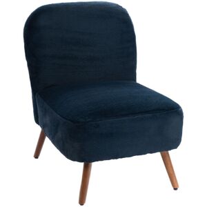 Hellin Fauteuil en tissu peluche uni et pieds en bois