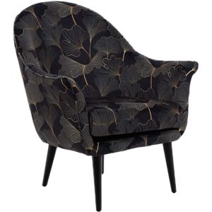 Hellin Fauteuil en velours peau de peche aux motifs fleuris