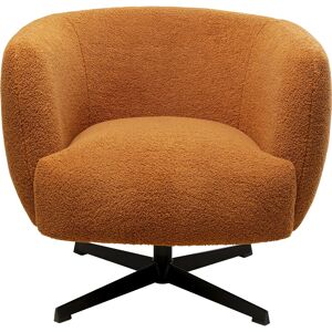 Kare Design Fauteuil pivotant en teddy marron et acier noir