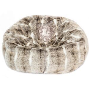 MX HOME Pouf en fausse fourrure brode marron clair