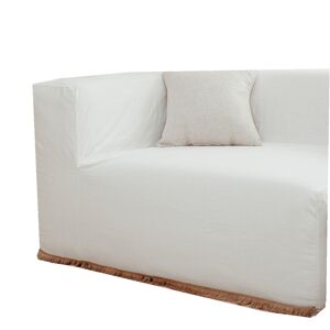 MX HOME Chauffeuse pour canape modulable - Coton lave blanc + Franges