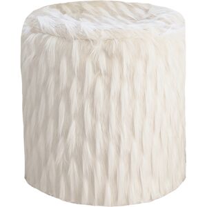 MX HOME Pouf en fausse fourrure blanche