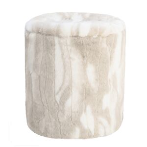 MX HOME Pouf en fausse fourrure beige et blanche