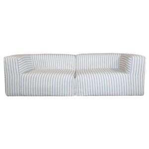 MX HOME Housse Lin raye bleu pour canape-Taille 3 places