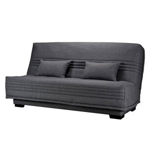 CAMIF Banquette clic-clac, matelas 17 cm en tissu polyester gris fonce