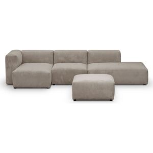 Homifab Canape modulable angle gauche 5 places velours côtele taupe + pouf