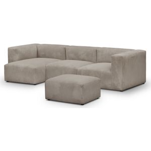 Homifab Canape modulable angle gauche 4 places velours côtele taupe + pouf