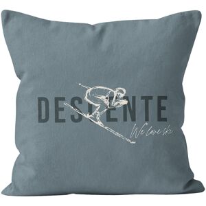 Coast And Valley Coussin dessin velours bleu 60x60cm