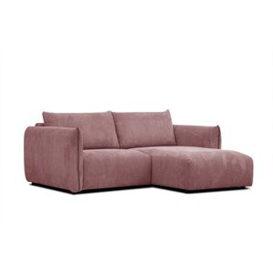 Courtois Laville Canape d'angle droit 3 places tissu rose