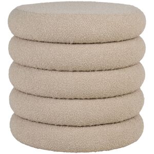 House Nordic Pouf coffre rond en tissu bouclette D44cm beige