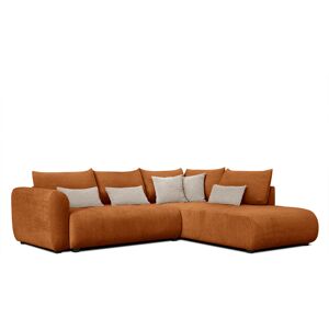 Courtois Laville Canape d'angle droit 5 places noisette avec le couchage