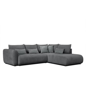 Courtois Laville Canape d'angle droit 5 places noir avec le couchage