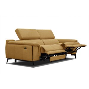 Courtois Laville Canape droit 3 places avec 2 relax electriques tissu jaune