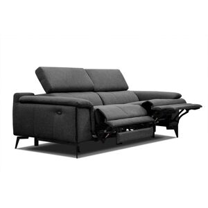 Courtois Laville Canape droit 3 places avec 2 relax electriques tissu noir