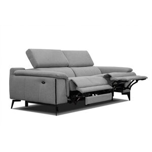 Courtois Laville Canape droit 3 places avec 2 relax electriques tissu gris