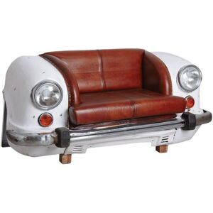 Aubry Gaspard Canape voiture en cuir de buffle et metal blanc