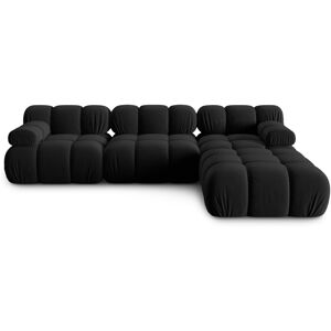 Micadoni Home Canape modulable 4 places en tissu velours noir