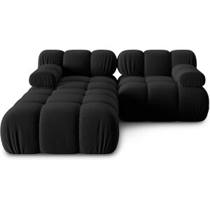 Micadoni Home Canape modulable 3 places en tissu velours noir