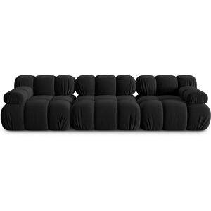 Micadoni Home Canape modulable 3 places en tissu velours noir