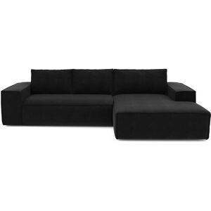 Sia Home Canape convertible angle droit dunlopillo velours noir 140cm