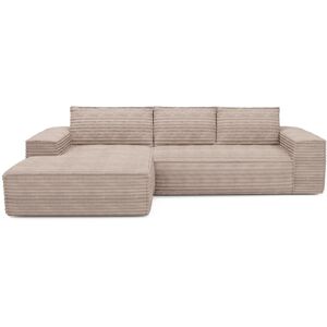 Sia Home Canape convertible angle gauche velours côtele XXL taupe 140cm