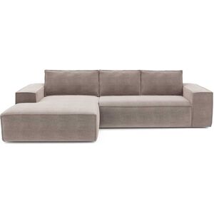 Sia Home Canape convertible angle gauche dunlopillo velours taupe 140cm