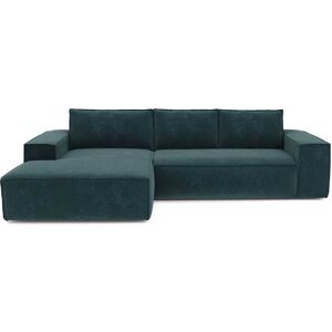 Sia Home Canape convertible angle gauche dunlopillo velours texture bleu 140cm