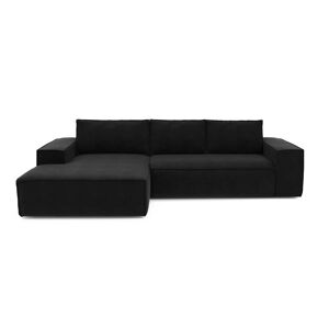 Sia Home Canape convertible angle gauche dunlopillo velours noir 140cm