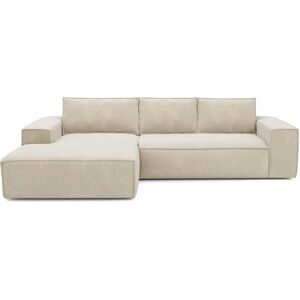 Sia Home Canape convertible angle gauche dunlopillo velours texture creme 140cm