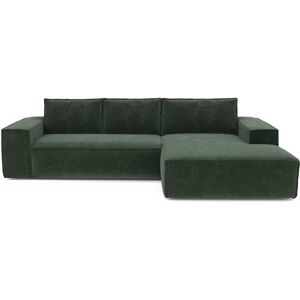 Sia Home Canape convertible angle droit dunlopillo velours texture vert 140cm