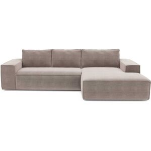 Sia Home Canape convertible angle droit dunlopillo velours taupe 140cm