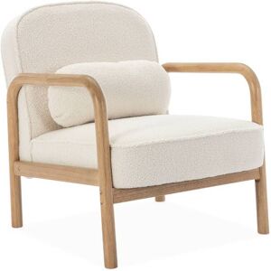 Fauteuil bois d'hevea dossier arrondi en bouclette blanchelsweeek