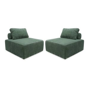 sweeek Lot de 2 chauffeuses pour canape velours côtele vert